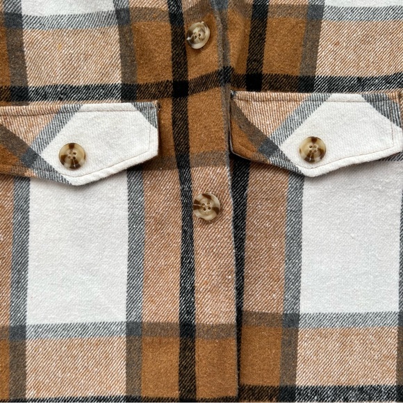 orange and white plaid shacket for fall, autumn, winter - Picture 6 of 9